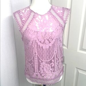 Landry Sleeveless Purple Lace Blouse Sz XS